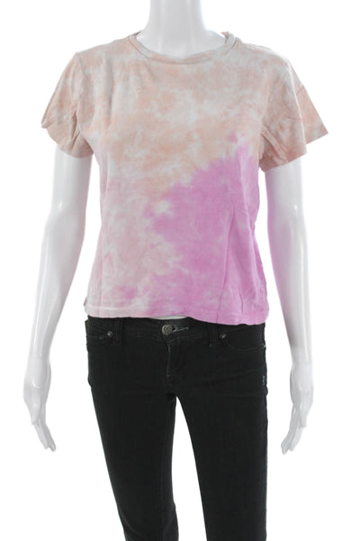 Re/Done Womens Orange Cotton Tie Dye Crew Neck T-Shirt Short Sleeve Size M