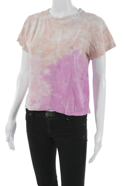 Re/Done Womens Orange Cotton Tie Dye Crew Neck T-Shirt Short Sleeve Size M