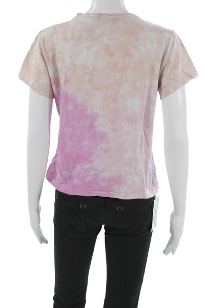 Re/Done Womens Orange Cotton Tie Dye Crew Neck T-Shirt Short Sleeve Size M