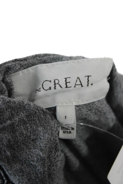 The Great Womens T-Shirt Gray Polyester Blend Round Neck Short Sleeve Size 1