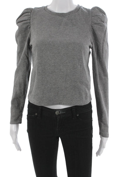 Zara Womens Cotton Blend Gray Pullover Sweatshirt Solid Size S