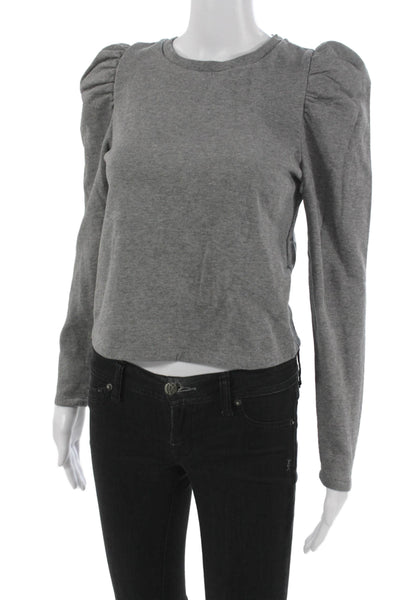 Zara Womens Cotton Blend Gray Pullover Sweatshirt Solid Size S