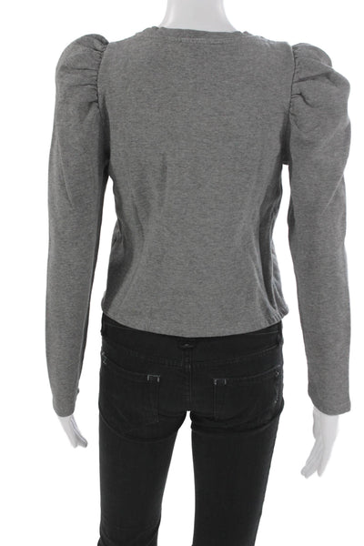 Zara Womens Cotton Blend Gray Pullover Sweatshirt Solid Size S