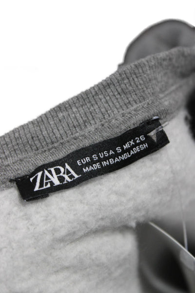 Zara Womens Cotton Blend Gray Pullover Sweatshirt Solid Size S