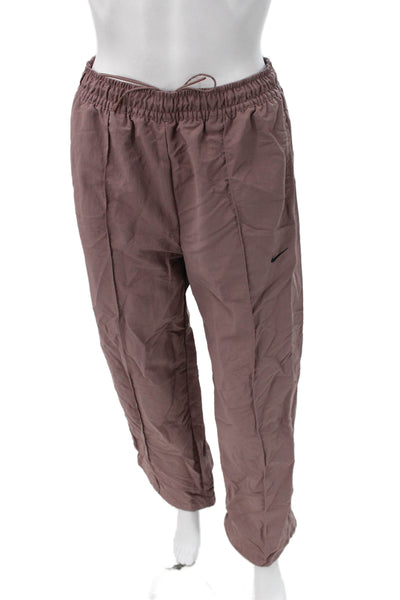 Nike Mens Track Pants Brown Nylon Drawstring Solid Fall Size S