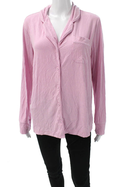 Skims Women Buttoned-Down Collared Long Sleeve Pajama Top Pink Size S