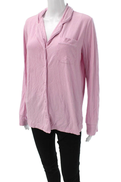 Skims Women Buttoned-Down Collared Long Sleeve Pajama Top Pink Size S