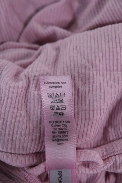 Skims Women Buttoned-Down Collared Long Sleeve Pajama Top Pink Size S