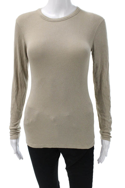 Lululemon Womens Basic Tee Beige Crewneck Long Sleeve Polyester Blend Size S