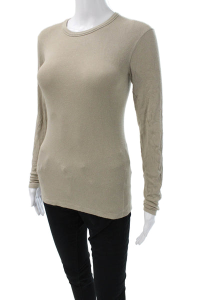 Lululemon Womens Basic Tee Beige Crewneck Long Sleeve Polyester Blend Size S