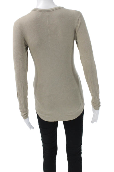 Lululemon Womens Basic Tee Beige Crewneck Long Sleeve Polyester Blend Size S
