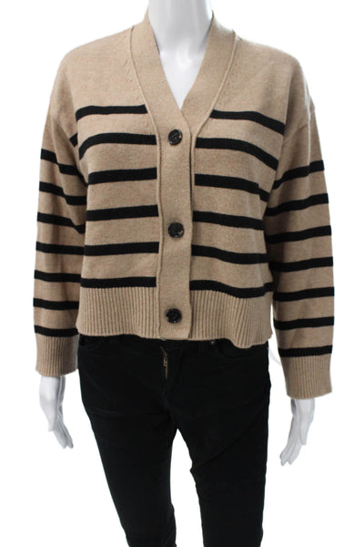 Rails Womens Striped Cotton V Neck Long Sleeve Cardigan Beige Size XS