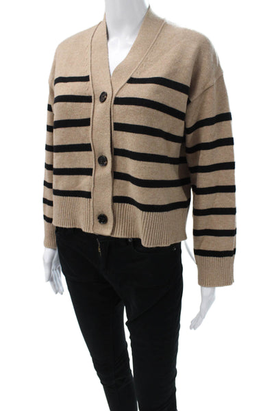Rails Womens Striped Cotton V Neck Long Sleeve Cardigan Beige Size XS