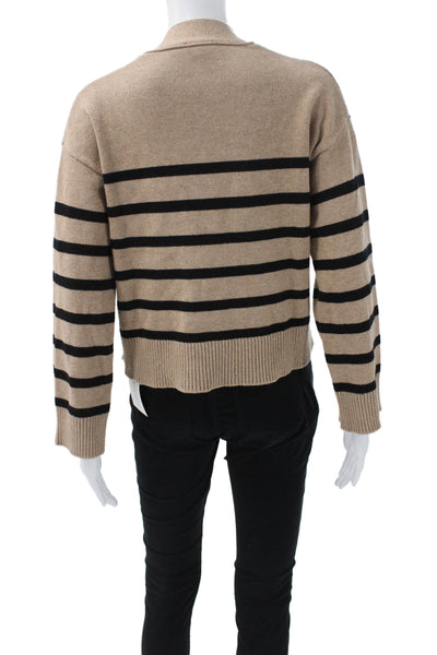 Rails Womens Striped Cotton V Neck Long Sleeve Cardigan Beige Size XS