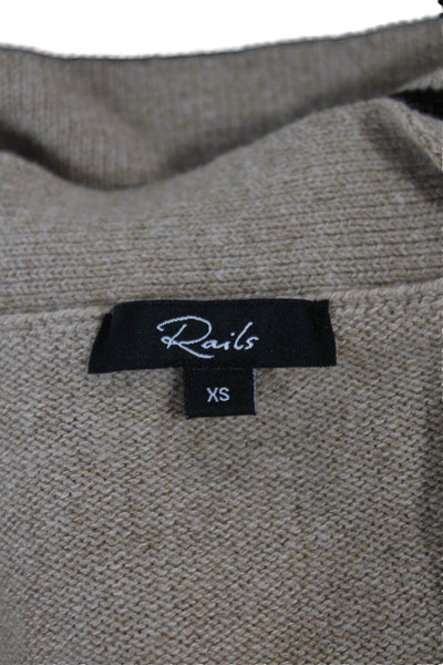 Rails Womens Striped Cotton V Neck Long Sleeve Cardigan Beige Size XS