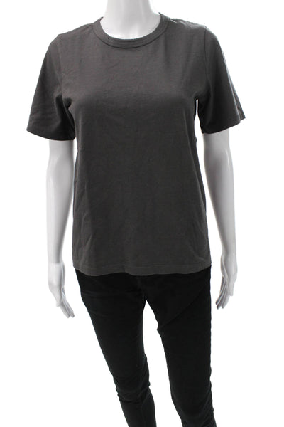 Faherty Women Basic Gray Organic Cotton Crew Neck T-Shirt Short Sleeve Size S