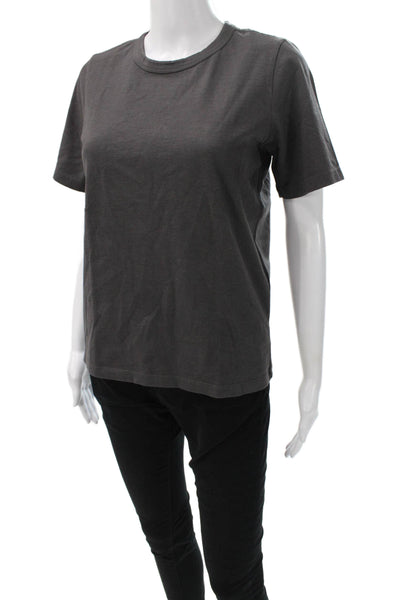 Faherty Women Basic Gray Organic Cotton Crew Neck T-Shirt Short Sleeve Size S