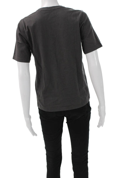 Faherty Women Basic Gray Organic Cotton Crew Neck T-Shirt Short Sleeve Size S