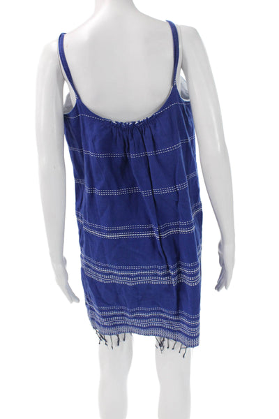 Lem Lem Women Sundress Blue Striped Cotton Scoop Neck Sleeveless Size S