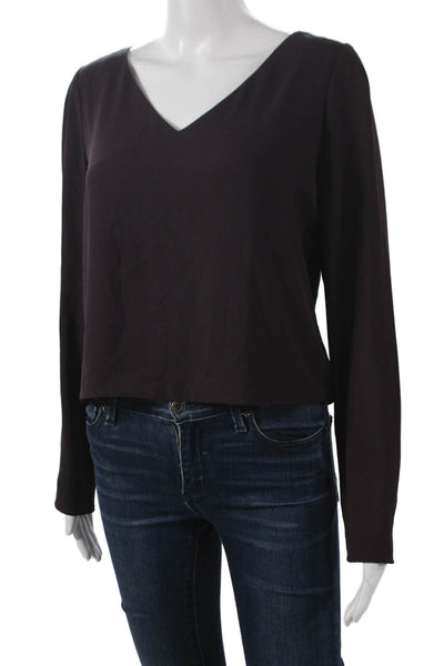 Babaton Womens Purple V Neck Long Sleeve Basic Blouse Polyester Size S