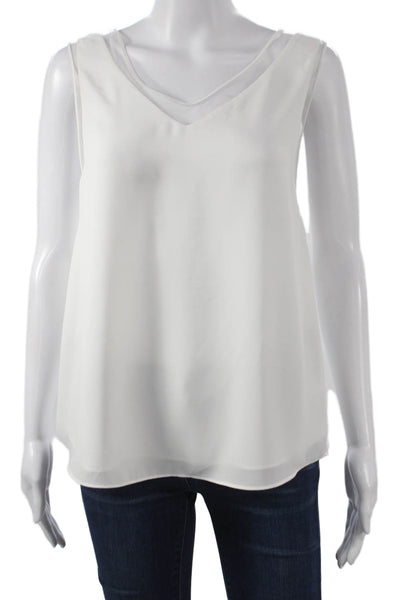 Babaton Womens Basic Tank White V-Neck Polyester Sleeveless Size S