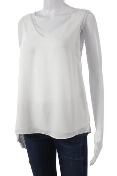 Babaton Womens Basic Tank White V-Neck Polyester Sleeveless Size S