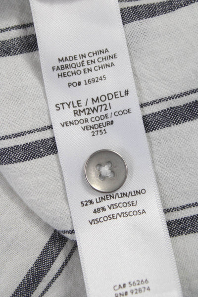 Splendid Women Basic Collared Button Up White Linen Viscose Blouse Size S