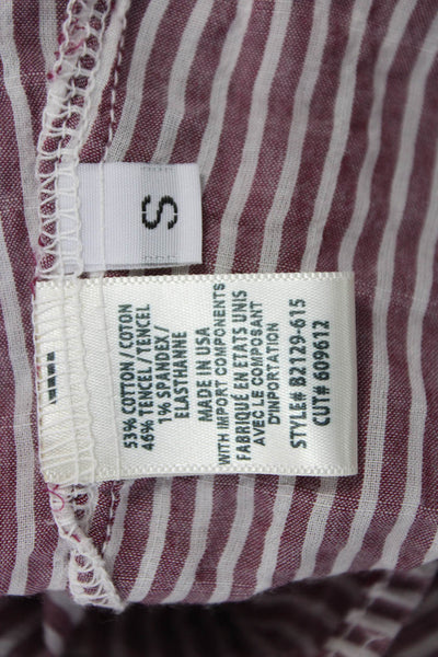 Bella Dahl Womens Red Striped Collared Sleeveless Button Blouse Basic Size S