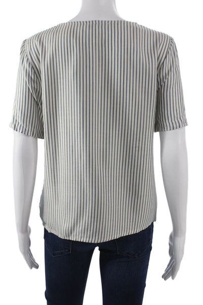Madewell Womens Striped V-Neck Short Sleeve Blouse Multicolor Size S