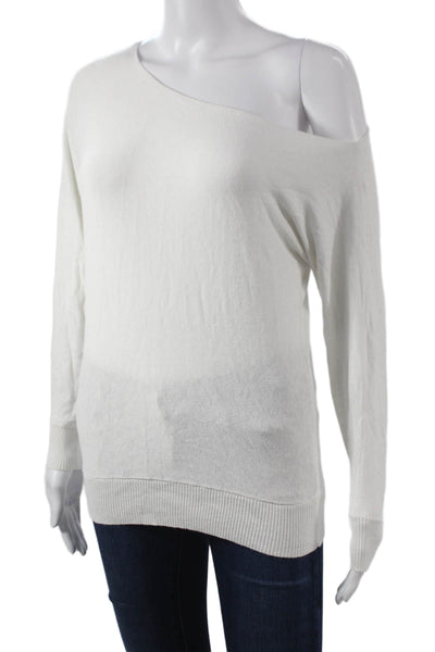 Minnie Rose Women Asymmetrical Pullover White Long Sleeve Size XS