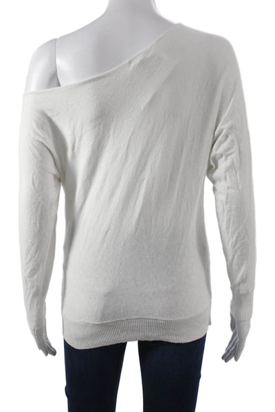 Minnie Rose Women Asymmetrical Pullover White Long Sleeve Size XS