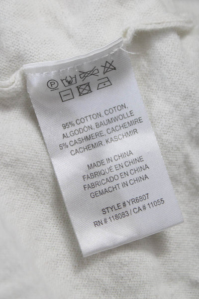 Minnie Rose Women Asymmetrical Pullover White Long Sleeve Size XS