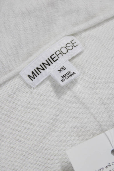 Minnie Rose Women Asymmetrical Pullover White Long Sleeve Size XS