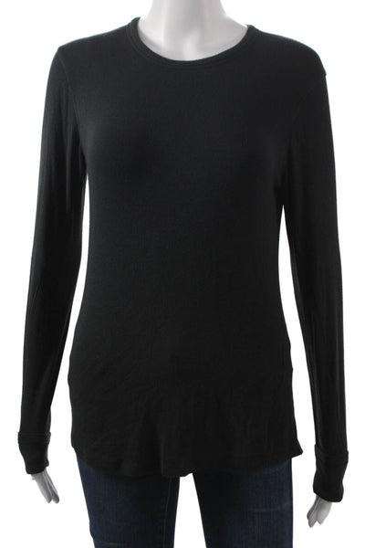 Lululemon Women Black Basic T-Shirt Long Sleeve Crew Neck Polyester Size S