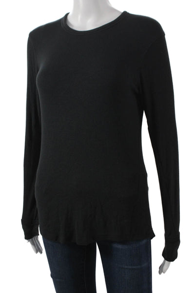 Lululemon Women Black Basic T-Shirt Long Sleeve Crew Neck Polyester Size S