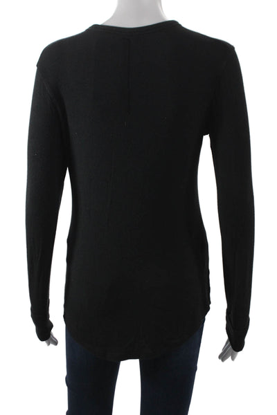 Lululemon Women Black Basic T-Shirt Long Sleeve Crew Neck Polyester Size S