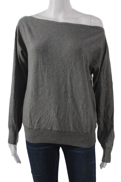 Babaton Women Pullover Sweater Gray Boat Neck Long Sleeve Size S