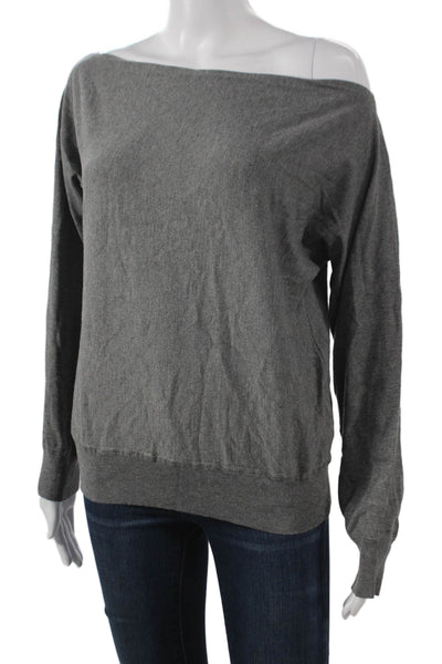 Babaton Women Pullover Sweater Gray Boat Neck Long Sleeve Size S