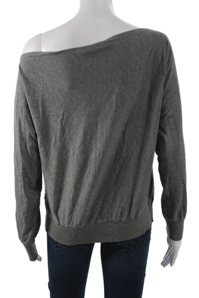 Babaton Women Pullover Sweater Gray Boat Neck Long Sleeve Size S