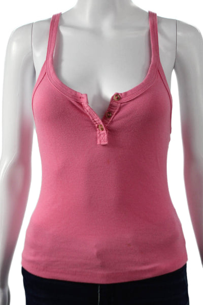 Pilcro Anthropologie Womens Basic Pink Henley Tank Sleeveless Size XS