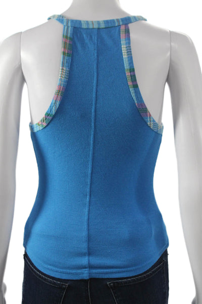 Pilcro Anthropologie Womens Blue Cotton Henley Tank Sleeveless Size XS