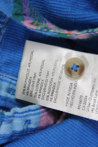Pilcro Anthropologie Womens Blue Cotton Henley Tank Sleeveless Size XS