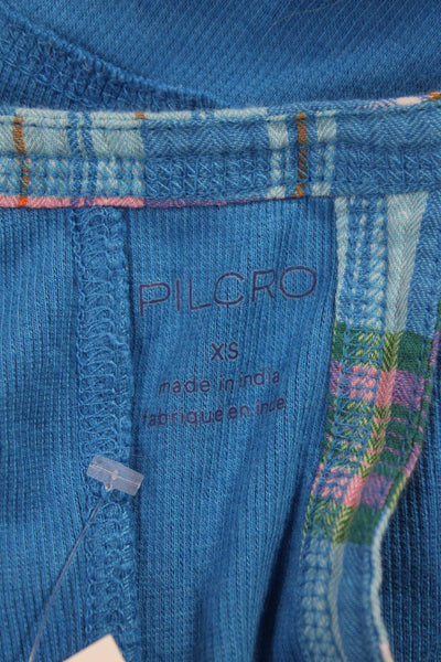 Pilcro Anthropologie Womens Blue Cotton Henley Tank Sleeveless Size XS