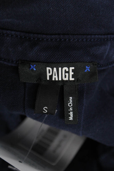 Paige Women Blue Collared Long Sleeve Military Jacket Size S