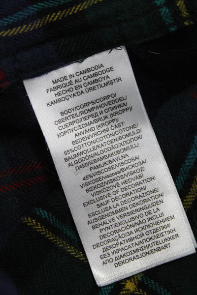 Lauren Ralph Lauren Women Button Up Pajama Top Multicolor Plaid Size S