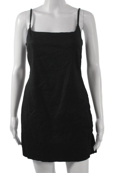 Madewell Womens Mini Linen Square Neck Sleeveless Zip Black Dress Size 4