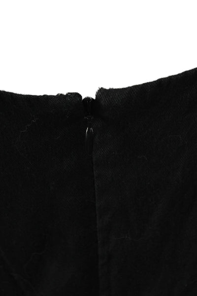 Madewell Womens Mini Linen Square Neck Sleeveless Zip Black Dress Size 4
