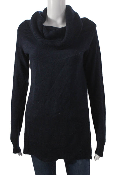 T Alexander Wang Women Blue Cowl Neck Long Sleeve Pullover Sweater Size S