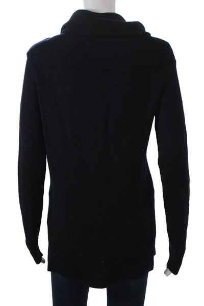 T Alexander Wang Women Blue Cowl Neck Long Sleeve Pullover Sweater Size S