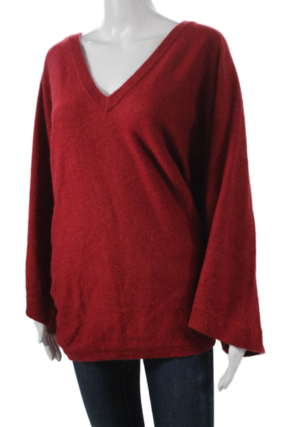 Elizabeth & James Womens Cashmere V Neck Sweater Red Long Sleeve Size XS